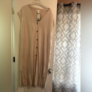 H&M long cream dress with brown buttons